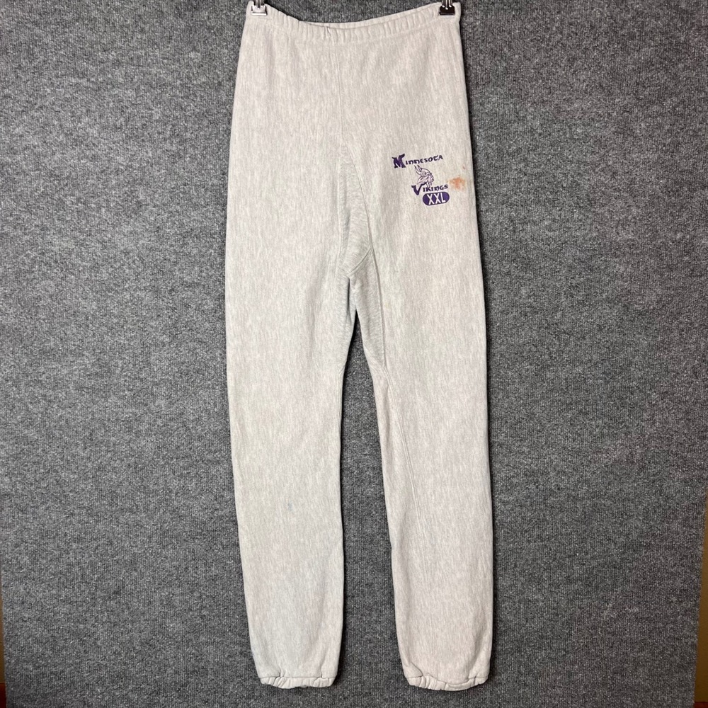 Vintage Champion Sweatpants Men Small Gray Fair Minnesota Vikings Reverse Weave